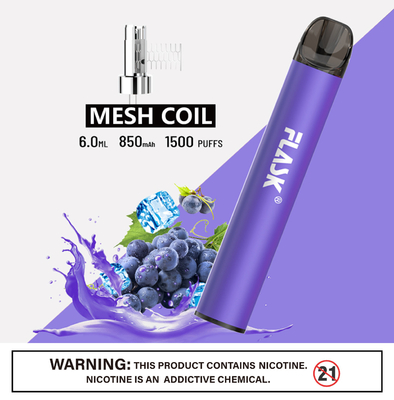 RGBvape SS304 Ecig 1500 Puff Thiết bị vape dùng một lần với lưới cuộn