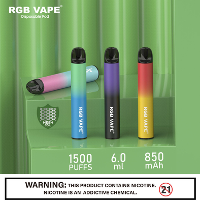 RGB Mesh Coil Thiết bị Vape Pod dùng một lần 6ml Hộp điện tử khỏe mạnh 850 mah